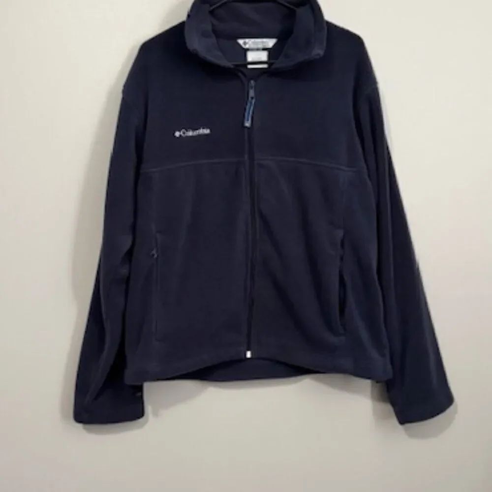 USED Men's Columbia Long Sleeve Full Zip Up Sweatshirt Color Blue Size Medium